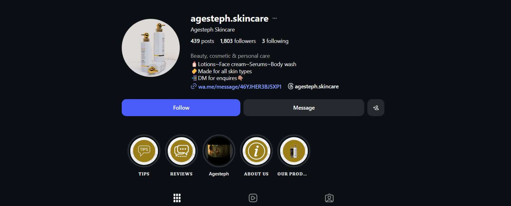 Agesteph Skincare – Social Media Management image 1